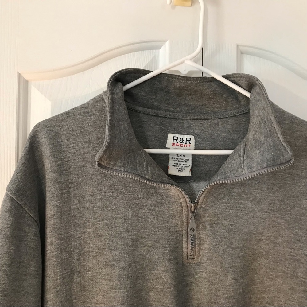 R&R Sport Lightweight 1/4 Zip Long Sleeve Gray Fleece Pullover XL